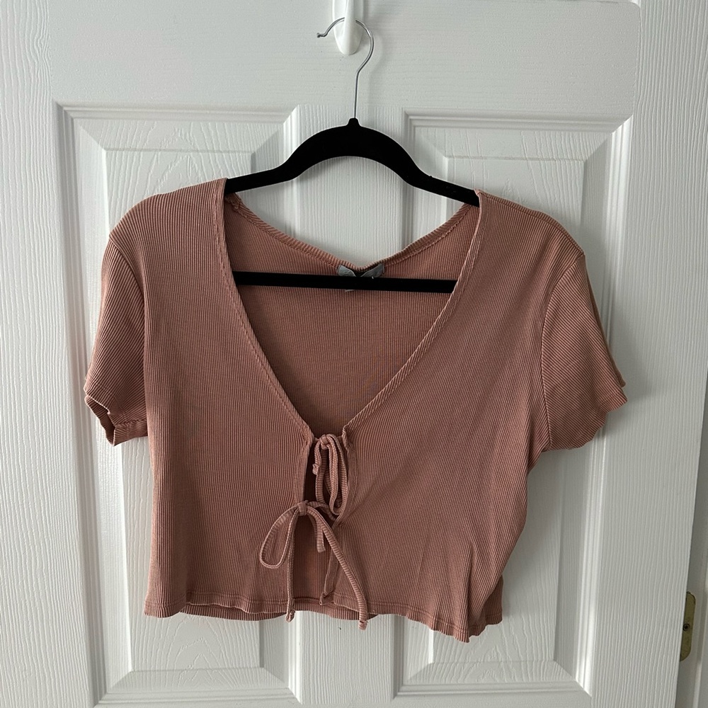 Coral Tie Front Top